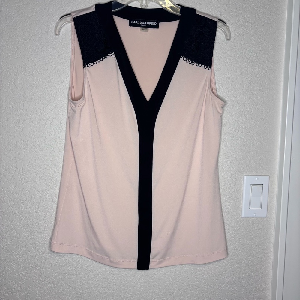 Karl Lagerfeld Pink Fitted Sleeveless Blouse